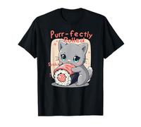 Purr-fectly Rolled Sushi Cute Kawaii Cat Japanese Foodie T-Shirt