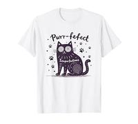 Purr-fefect Imperfections Cat Lover Quirky Art T-Shirt, Men, White, S