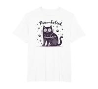 Purr-fefect Imperfections Cat Lover Quirky Art T-Shirt, Men's Big and Tall, White, 6X Tall