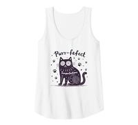 Purr-fefect Imperfections Cat Lover Quirky Art Tank Top, Women, White, XXL