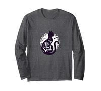 Purr for The Soul: Melodic Cat Silhouette Art Long Sleeve T-Shirt, Adult Unisex, Dark Heather Grey, XL