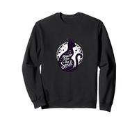 Purr for the Soul: Melodic Cat Silhouette Art Sweatshirt, Adult Unisex, Black, XL