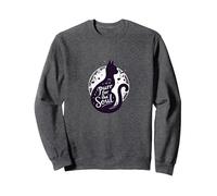 Purr for the Soul: Melodic Cat Silhouette Art Sweatshirt, Adult Unisex, Dark Heather Grey, XL