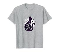 Purr for The Soul: Melodic Cat Silhouette Art T-Shirt, Men, Heather Grey, 5XL