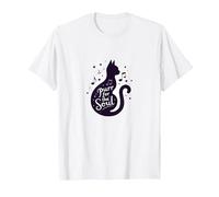Purr for The Soul: Melodic Cat Silhouette Art T-Shirt, Men, White, 4XL