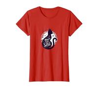Purr for The Soul: Melodic Cat Silhouette Art T-Shirt, Women, Red, 3XL
