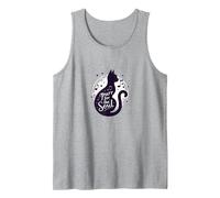 Purr for The Soul: Melodic Cat Silhouette Art Tank Top, Men, Heather Grey, S