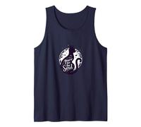 Purr for The Soul: Melodic Cat Silhouette Art Tank Top, Men, Navy, XL