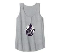 Purr for The Soul: Melodic Cat Silhouette Art Tank Top, Women, Heather Grey, M