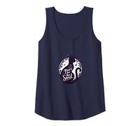 Purr for The Soul: Melodic Cat Silhouette Art Tank Top, Women, Navy, XXL