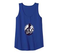 Purr for The Soul: Melodic Cat Silhouette Art Tank Top, Women, Royal Blue, M