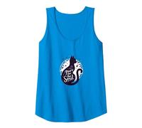Purr for The Soul: Melodic Cat Silhouette Art Tank Top, Women, Sapphire, XL