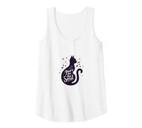 Purr for The Soul: Melodic Cat Silhouette Art Tank Top, Women, White, XXL