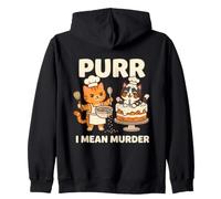 Purr I Mean Murder Funny Baking Cat Birthday Cake Halloween Zip Hoodie