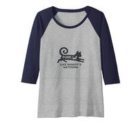 Purr Like Nobody's Watching - Whimsical Cat Lover Raglan Baseball Tee, Women, Navy/Athletic Heather, S