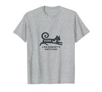Purr Like Nobody's Watching - Whimsical Cat Lover T-Shirt, Men, Heather Grey, L