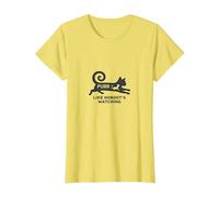 Purr Like Nobody's Watching - Whimsical Cat Lover T-Shirt, Women, Lemon, XXL