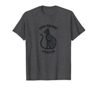 Purr Machine Operator: Cat Lover's Mechanical T-Shirt, Men, Dark Heather Grey, 5XL