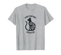 Purr Machine Operator: Cat Lover's Mechanical T-Shirt, Men, Heather Grey, 5XL