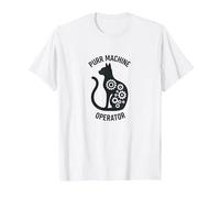 Purr Machine Operator: Cat Lover's Mechanical T-Shirt, Men, White, 5XL