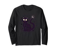 Purr Magic Enchanting Cat Moonlight Long Sleeve T-Shirt, Adult Unisex, Black, S