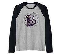 Purr Magic Enchanting Cat Moonlight Raglan Baseball Tee, Men, Black/Athletic Heather, L