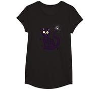 Purr Magic Enchanting Cat Moonlight T-Shirt, Girls, Black, Small