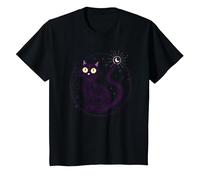 Purr Magic Enchanting Cat Moonlight T-Shirt, Kids, Black, 4 Years