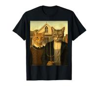 Purr-Merican Gothic - Vintage Art Parody Remix T-Shirt