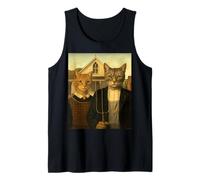 Purr-Merican Gothic - Vintage Art Parody Remix Tank Top