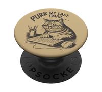 Purr My Last Email Funny Cat Lover Office Computer Sarcastic PopSockets Adhesive PopGrip