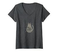 Purr-Perfect in Every Way: Adorable Cat Paw V-Neck T-Shirt, Women, Dark Heather Grey, XL
