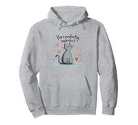 Purr-perfectly Imperfect Cat Lover's Cute Graphic Pullover Hoodie, Adult Unisex, Heather Grey, L