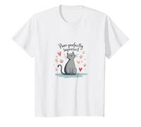 Purr-Perfectly Imperfect Cat Lover's Cute Graphic T-Shirt, Kids, White, 10 Years