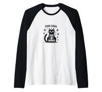 Purr-sonal Space Invader: Cute Cat Paw Raglan Baseball Tee, Men, Black/White, XXL
