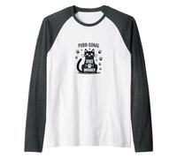 Purr-sonal Space Invader: Cute Cat Paw Raglan Baseball Tee, Men, Dark Heather/White, XXL