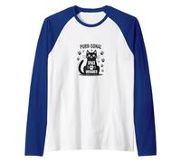 Purr-sonal Space Invader: Cute Cat Paw Raglan Baseball Tee, Men, Royal Blue/White, XXL