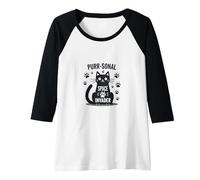 Purr-sonal Space Invader: Cute Cat Paw Raglan Baseball Tee, Women, Black/White, XXL