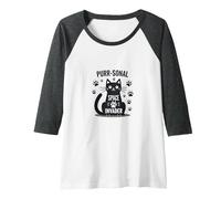 Purr-sonal Space Invader: Cute Cat Paw Raglan Baseball Tee, Women, Dark Heather/White, XXL
