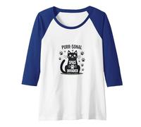 Purr-sonal Space Invader: Cute Cat Paw Raglan Baseball Tee, Women, Royal Blue/White, XXL
