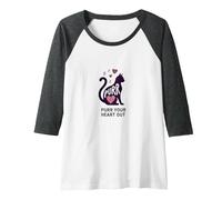 Purr Your Heart Out: Cute Cat Lover Music Note Raglan Baseball Tee, Women, Dark Heather/White, XL
