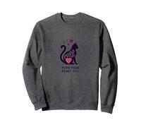 Purr Your Heart Out: Cute Cat Lover Music Note Sweatshirt, Adult Unisex, Dark Heather Grey, XL