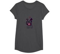 Purr Your Heart Out: Cute Cat Lover Music Note T-Shirt, Girls, Dark Heather Grey, Small