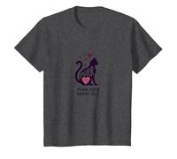 Purr Your Heart Out: Cute Cat Lover Music Note T-Shirt, Kids, Dark Heather Grey, 3 Years
