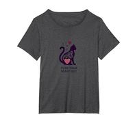 Purr Your Heart Out: Cute Cat Lover Music Note T-Shirt, Women's Plus, Dark Heather Grey, 1X