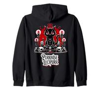 Purraise Lucipurr Funny Gothic Devil Cat Design Zip Hoodie