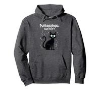 Purranormal Activity: Spooky Cat Halloween Pullover Hoodie, Adult Unisex, Dark Heather Grey, M