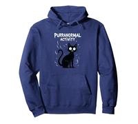 Purranormal Activity: Spooky Cat Halloween Pullover Hoodie, Adult Unisex, Navy, S