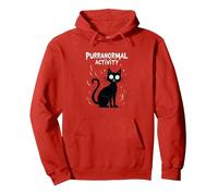 Purranormal Activity: Spooky Cat Halloween Pullover Hoodie, Adult Unisex, Red, L