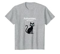 Purranormal Activity: Spooky Cat Halloween T-Shirt, Kids, Heather Grey, 6 Years